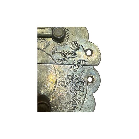 Vintage  Brass Trunk Box Latch Hasp Decorative Brass Hardware Pagoda Bird - Picture 2 of 5